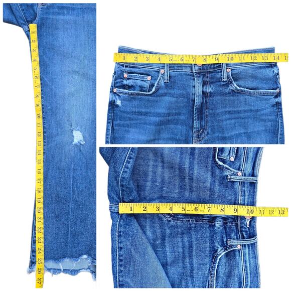 Mother The Insider Crop Step Chew Jeans Size 28 Dancing Coals Blue Stretch Denim - Picture 7 of 10